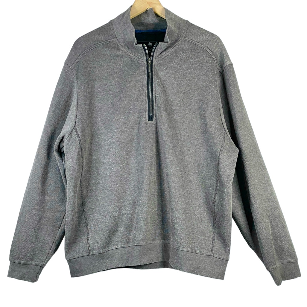 Rainforest Men’s Brushed Knit Gray Quarter Zip Pullover Size Xl